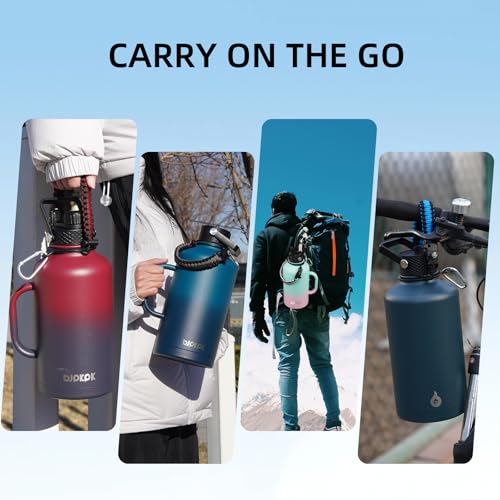 64oz Insulated Water Bottle with Straw Lid Large Stainless Steel Jug