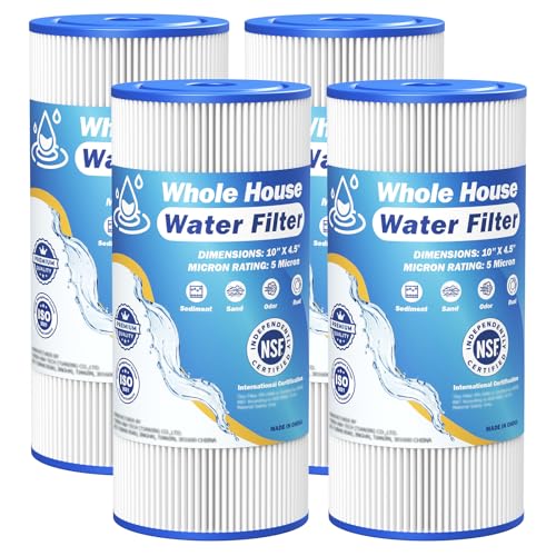5 Micron 10" x 4.5" Whole House Water Filter Compatible with GE FXHSC (4 Count)