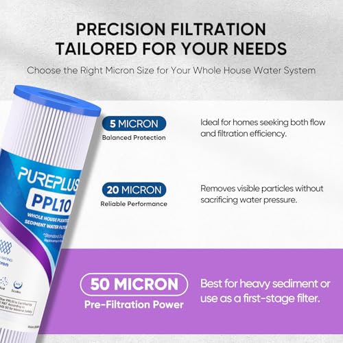 50 Micron Whole House Pleated Sediment Filter for Well Water (4 Count)