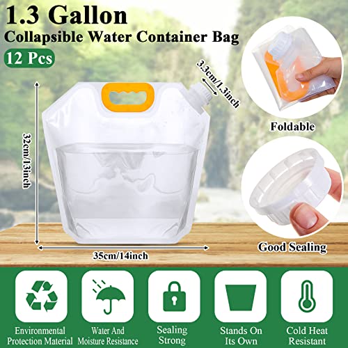 12 Pack 1.3 Gallon Collapsible Water Bags