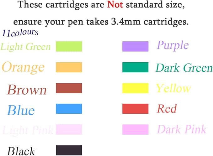 Ink Cartridges for Hongdian Fountain Pen, Set of 35 Pen Refills Ink Cartridges, 3.4 mm Bore Diameter, Brown