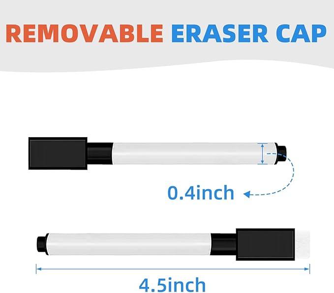 300 Pcs Black Magnetic Dry Erase Markers with Eraser Cap, White Board Mini Dry eraser Markers Bulk, Fine Point Tip Student White Board Marker for Teachers Office School Supplies