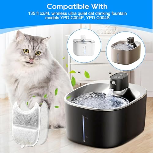 6 Set Cat Water Fountain Filters & Sponges for YPD (18 Count)