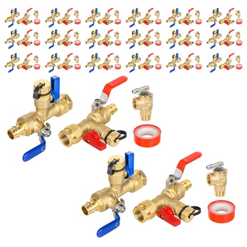 3 4 Inch GUOFIS IPS Tankless Water Heater Valve Kit with Pressure Relief Valve (20 Count)
