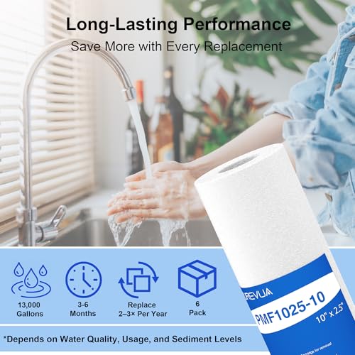 10 Micron 10" x 2.5" Sediment Water Filter Cartridge (6 Count)