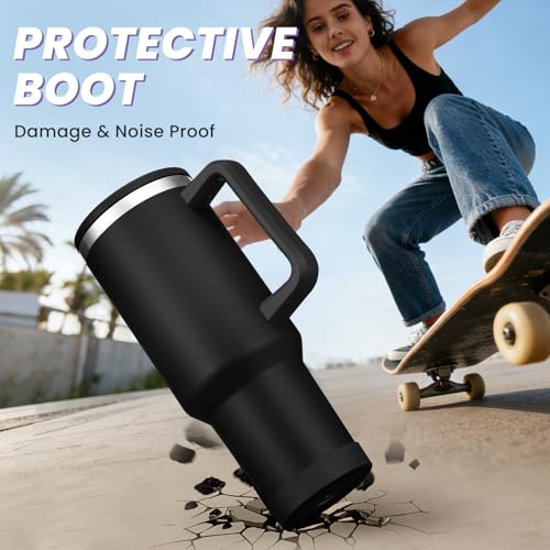 40 oz Insulated Travel Tumbler with Flip Straw Lid & Handle
