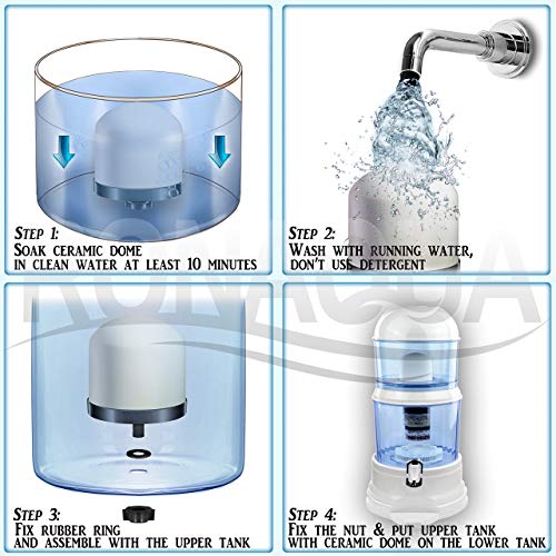 Replacement Ceramic Dome Water Filter 0.2 to 0.5 micron for Countertop & Water Coolers. First Stage of Filtration (4 Count)