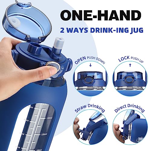 64 oz Glass Water Bottle with 2