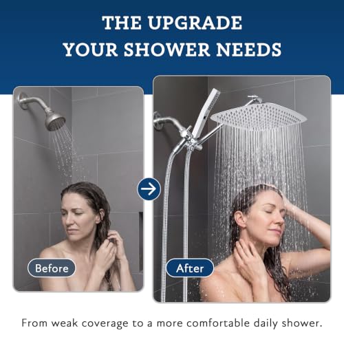 All Metal 14" Rain Shower Head with Handheld for Bathroom Upgrade