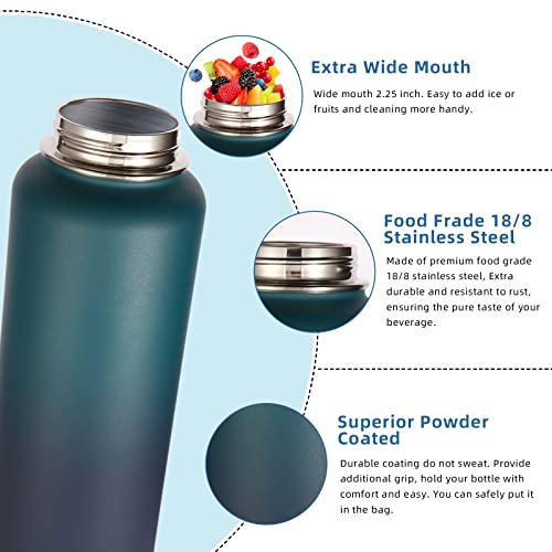 32 oz Water Bottles Bulk 2 Pack with Straw Lid & Spout Lid (2 Count)