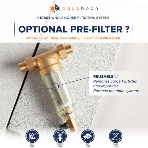Whole House Water Filter System for Well Water with 5 Micron 10x4.5 Carbon Block Chlorine Reduction Cartrige