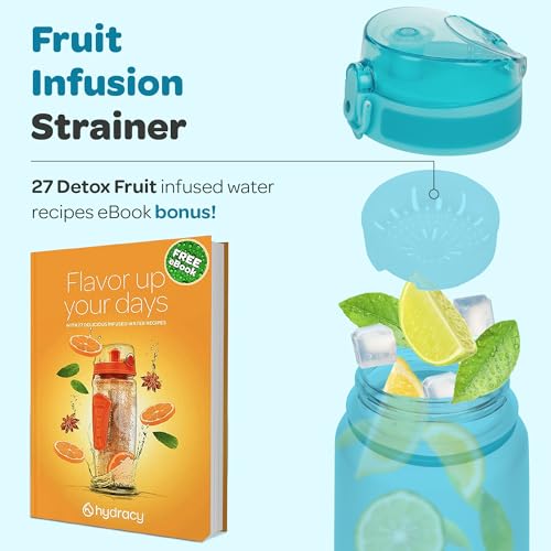 Motivational Water Bottle with Time Marker & Fruit Infuser 17 oz