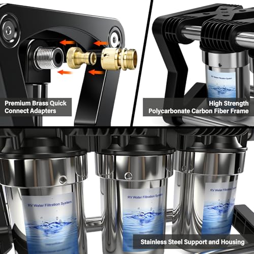 3 Stage RV Water Filter System Camper Water Filter for RV and Boat