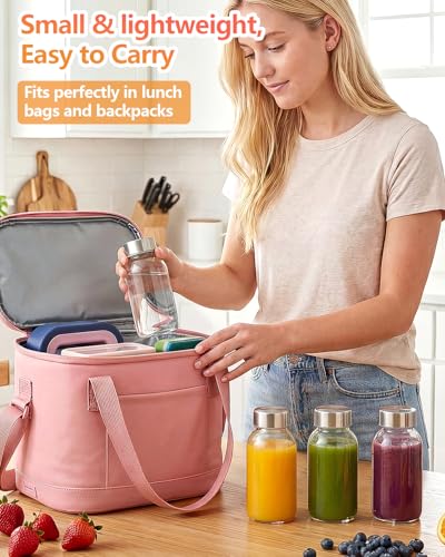 8 oz Small Glass Juice Bottles with Stainless Steel Lids Leak Proof (4 Count)