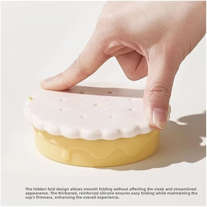 255ml Portable Silicone Foldable Coffee Cup, Scalable Mug for Travel, Kitchen and Outdoor Use(Yellow-with straw)