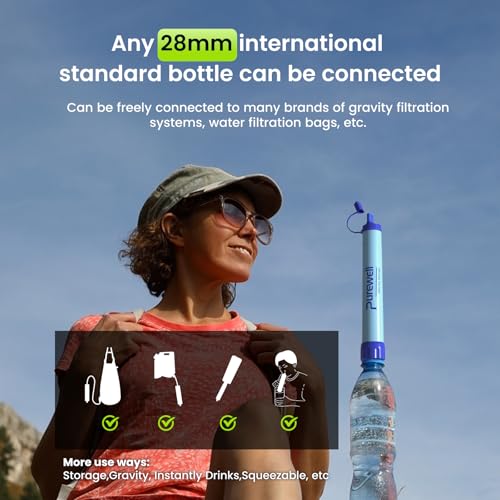 Outdoor Water Filter Personal Water Filtration Straw Emergency Survival Gear Water Purifier for Camping Hiking Climbing Backpacking (6 Count)