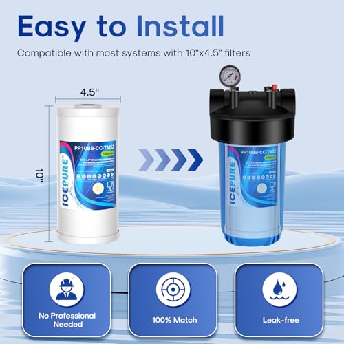 5 Micron 10" x 4.5" Whole House Sediment and Iron Manganese Resin Water Filter Compatible with GE FXHTC (2 Count)