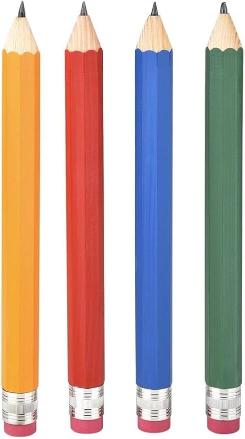 Zugar Land Giant Pencil 15" (4 Colors Available: Orange, Yellow, Blue and Green) Real Wood. Already Sharpened. Large Wooden Jumbo Pencils with Pink Top Erasers (Yellow (1 Pencil))