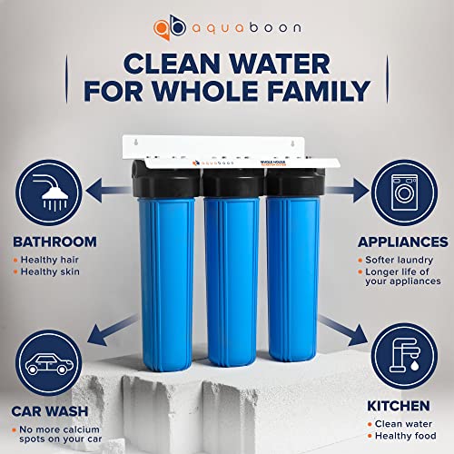 3 Stage Whole House Water Filter System with 20x4.5 CTO & Sediment Filters