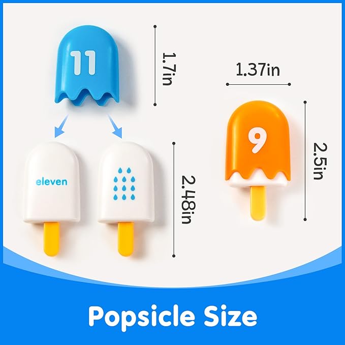 Numbers 1-20 Popsicles – Fun Number Toys for Kids Ages 3-5, Learning Numbers & Words for Toddlers, Preschool Number Recognition Games