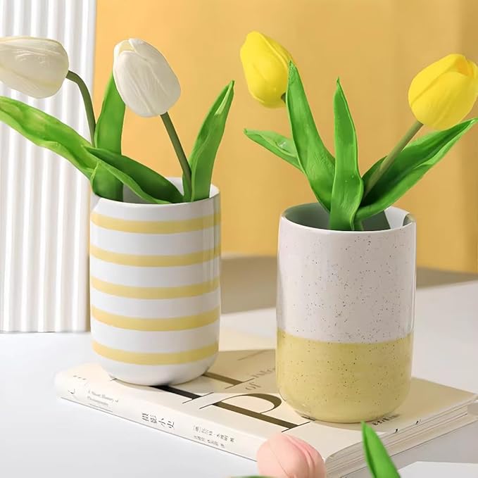 Cute Ceramic Pen Holder for Desk Office Supplies Cubicle Decor Kawaii Workspace Accessories Boho Makeup Organizer for Women Girls Pencil Cup Aesthetic Caddy for Home Office (White)