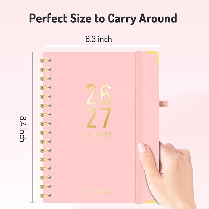 Jul 2026 - Dec 2027 Planner, Forvencer 18 Month Academic Planner 2026-2027, 6.3" x 8.4", Calendar Planner Weekly and Monthly, Daily Agenda Book, School Supplies for Student Teacher, A5, Dark Green