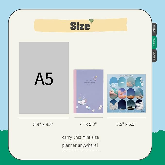 Kawaii Mini Korean Weekly Undated Planner + 1 dalgaru sticker sheet - 128 pages, Soft PVC Cover Cute Small stationery for school, academic, teens, women, girls (Cookies n Cream (Gray))