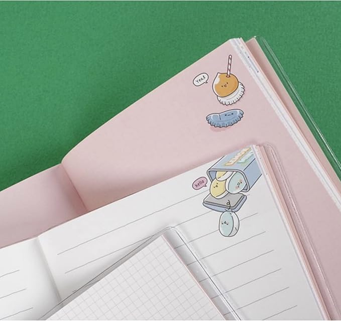 Kawaii Mini Korean Weekly Undated Planner + 1 dalgaru sticker sheet - 128 pages, Soft PVC Cover Cute Small stationery for school, academic, teens, women, girls (Cookies n Cream (Gray))