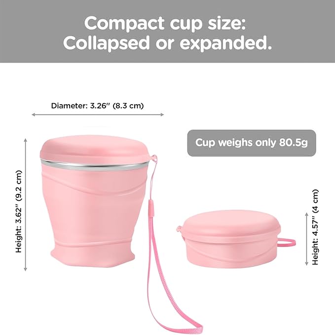 Coffee Cups with Lids - Food Grade Silicone Portable Drinking Cups - Cold Beverage Mug Bottle - for Camping Backpacking Outdoors Travel Women Men Kids Family