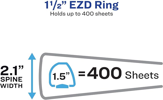 Avery Heavy-Duty View 3 Ring Binder, 1.5 Inch EZD Rings, Great for Portfolios, Office, School Notebooks, and More, 1 Red Binder (79171)