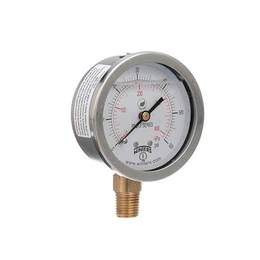Winters 2-1/2" Dial Size, Liquid Filled Industrial Pressure Gauge, Potable Brass, 304 Stainless Steel Case, Dual Scale 30" Hg-0-150 psi/kPa, 1.5% Acc, 1/4" NPT Bottom Mount, Pressure & Vacuum Gauge