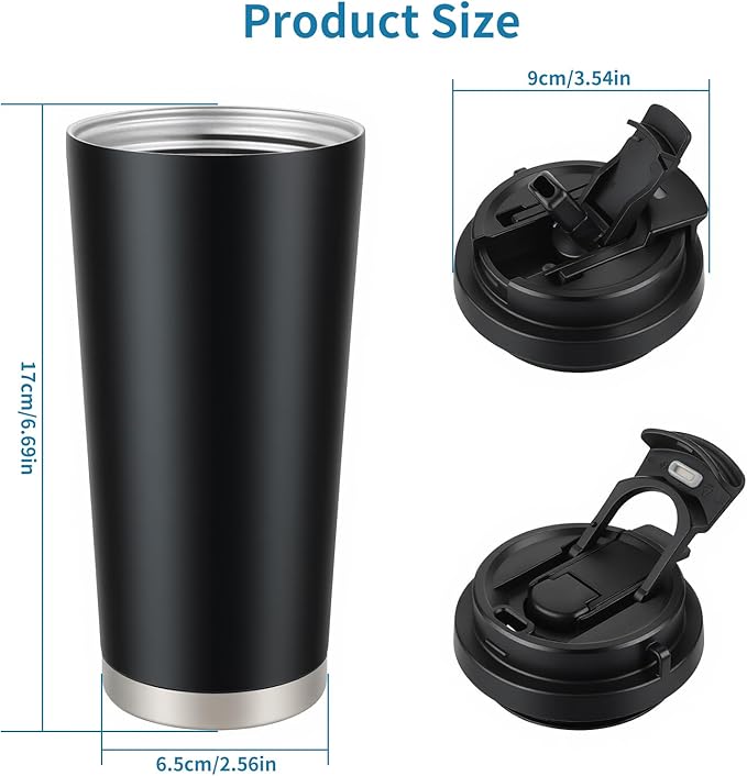 Stainless steel insulated Tumbler Portable leak-proof coffee mug 18oz sports water Bottle suitable for car cup holder BPA-free insulated water bottle for sports，school，travel，Black landscape