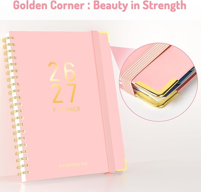 Jul 2026 - Dec 2027 Planner, Forvencer 18 Month Academic Planner 2026-2027, 8.5" x 11", Calendar Planner Weekly and Monthly, Daily Agenda Book, College School Supplies for Student Teacher, A4, Black