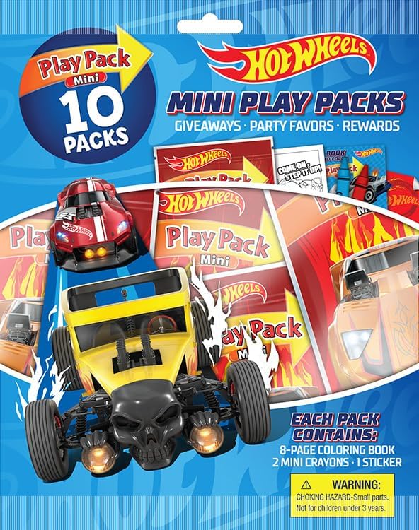Hot Wheels Play Packs | Race Car Party Favors | Hot Wheels Party Favors | 10 Play Packs | Hot Wheels Coloring Pad, 2 Mini Crayons, and Sticker | 10-Pack | Officially Licensed