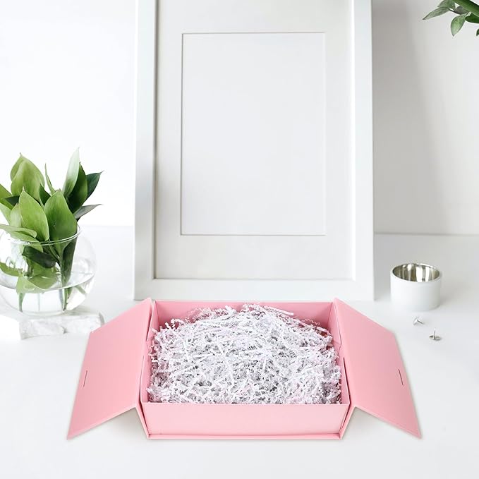 FAVOMOTO Crinkle Paper Shred Basket Filler 100g Bag, White Raffia Twisted Tissue Paper Packaging Box Filler for Wrapping and Shipping Decoration
