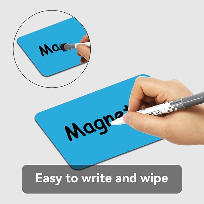 Magnetic Dry Erase Label,2.25x3.5 Inches Card Magnets for Name Tags on Board,Classroom Essentials for Teachers and Students Organization，Pack of 40（Green