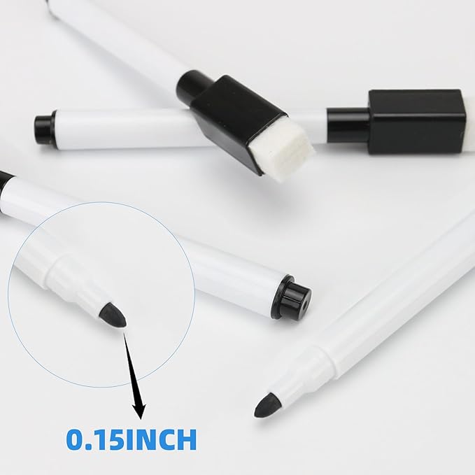 300 Pcs Black Magnetic Dry Erase Markers with Eraser Cap, White Board Mini Dry eraser Markers Bulk, Fine Point Tip Student White Board Marker for Teachers Office School Supplies