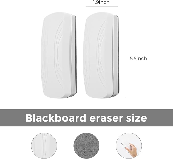 Ddaowanx Whiteboard Eraser, Magnetic Dry Erase Eraser, Glass Board Eraser,School and Office Supplies, Pack of 2 (White)