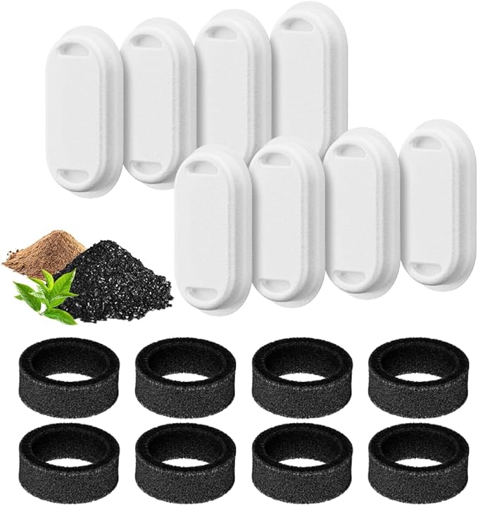 Cat Water Fountain Filters, 16 Pack Cat Fountain Replacement Filters for Stainless Steel 84oz/2.5L Adjustable Water Flow Pet Fountains (8 Filters&8 Sponges)
