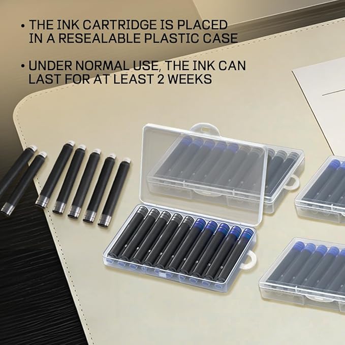 YUNCHUN 30PCS Fountain Pen Ink Refills, 2.6 mm Ink Cartridges Sets for Hongdian, Ink Pen Writing Supplies International Standard Ink Refills, Smooth Writing (Black + Blue)