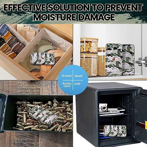 100 Gram Camouflage Gun Safe Dehumidifier Silica Gel Canister Rechargeable Dehumidifier Desiccant Reusable Indicating Desiccant Moisture Absorber with Visible Window [4PACK] (4 Count)