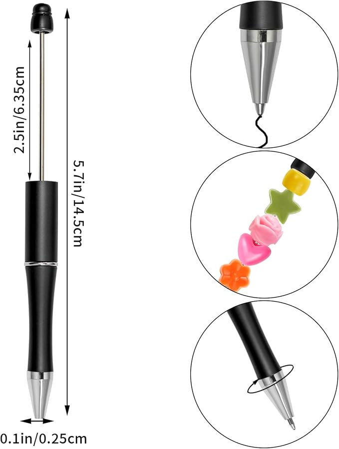 jiebor 30Pcs Pink Beadable Pens Plastic Bead Ballpoint DIY Cute Cool Pens Black Ink for Women Men Bridal Graduation Gift Office Supplies