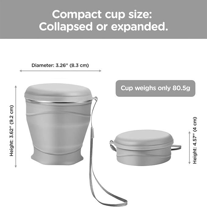 Foldable Cup with | Grade Silicone Portable Drinking Cups,Leakproof Bottle | for Backpacking Outdoors Travel Men Kids Friends