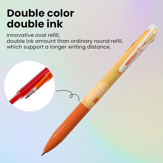 WRITECH Retractable Gel Ink Pens: Multi Colored 2 in 1 Colorful Click Pens Assorted Color 8ct Extra Fine Point Tip 0.5mm Journaling Smooth Writing Note Taking Coloring No Bleed & Smear & Smudge