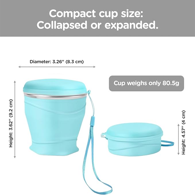 Foldable Silicone Cup, 8.8oz Drinking Mug, 3.62x3.26 Inch Leakproof Travel Cup with Food Grade Material, Drinkware, Foldable Cups with Design, Outdoor Cups for Camping Backpacking