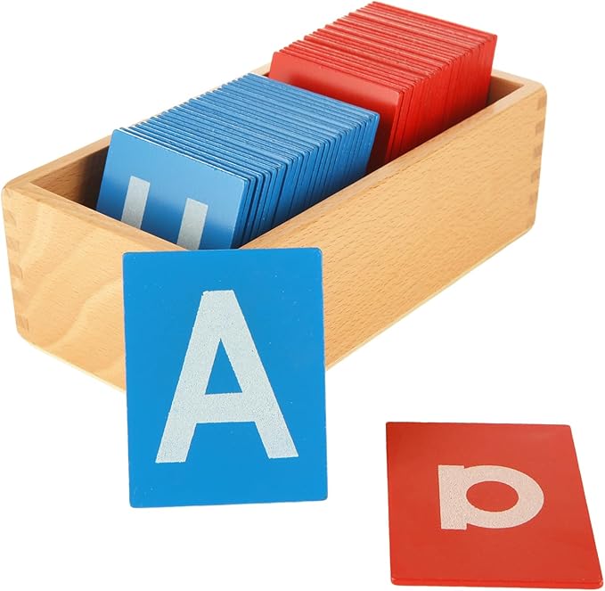 QTLCOHD Montessori Lower and Capital Case Sandpaper Letters, Tactile Letters for Preschool Learning, English Letter Language Teaching, Kindergarten & Early Childhood Development