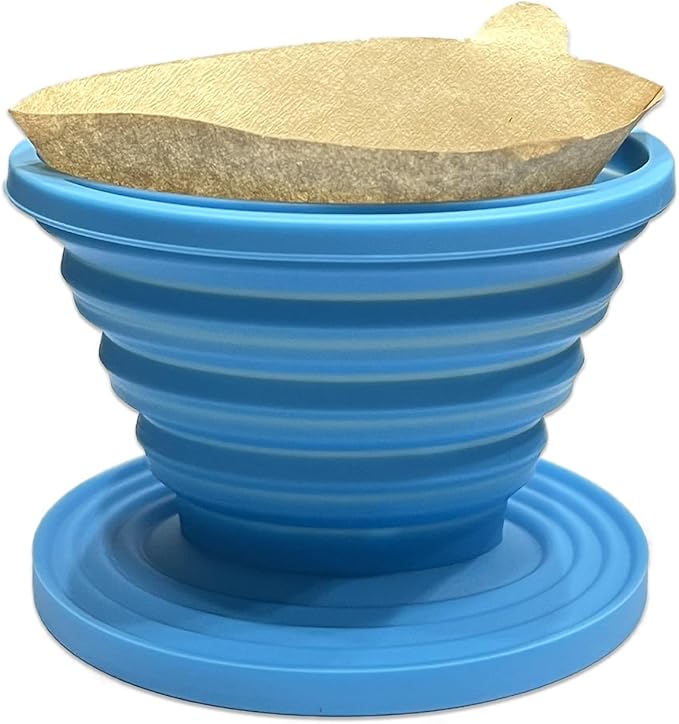 Collapsible Coffee Maker Filter, Reusable Coffee Dripper, Rubber Coffee Maker with 5Pcs Paper Filters, for Home, Camping, Travel, Office