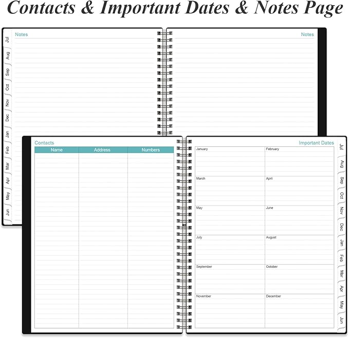 2026-2027 Planner - Planner 2026-2027 from July 2026 - June 2026, Weekly & Monthly Planner Spiral Bound with 12 Monthly Tabs, Inner Pocket, 6.4" x 8.5", Black-E