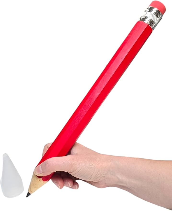Zugar Land Giant Pencil 15" (4 Colors Available: Orange, Yellow, Blue and Green) Real Wood. Already Sharpened. Large Wooden Jumbo Pencils with Pink Top Erasers (24 Pack in Display Box)