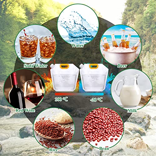 100 Pcs 1.3 Gallon Collapsible Water Storage Bag Emergency Jug Container Clear Plastic Water Bladder for Outdoor Sport Camping Hiking No Leak (100 Count)